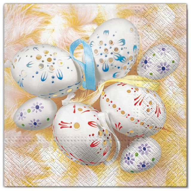 Serwetki "Wielkanoc - białe pisanki", Maki, 33 cm, 20 szt