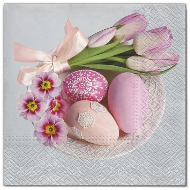Serwetki "Wielkanoc - kompozycja różowa", Maki, 33 cm, 20 szt