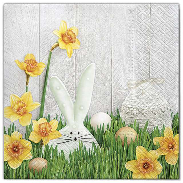 Serwetki "Wielkanoc - królik w trawie", Maki, 33 cm, 20 szt
