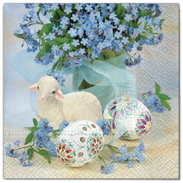 Serwetki "Wielkanoc - baranek z kwiatami", Maki, 33 cm, 20 szt