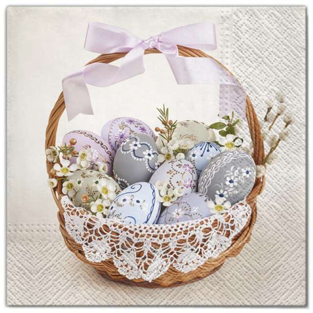 Serwetki "Wielkanoc - tradycyjny koszyk", Maki, 33 cm, 20 szt
