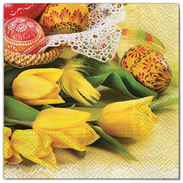Serwetki "Wielkanoc - żółte tulipany", Maki, 33 cm, 20 szt