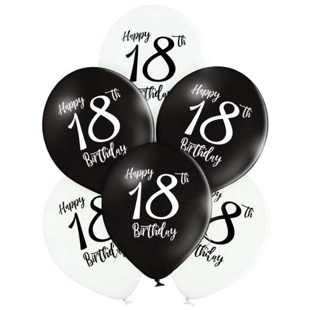 Balony "18 Urodziny", mix, Belbal, 12", 6 szt
