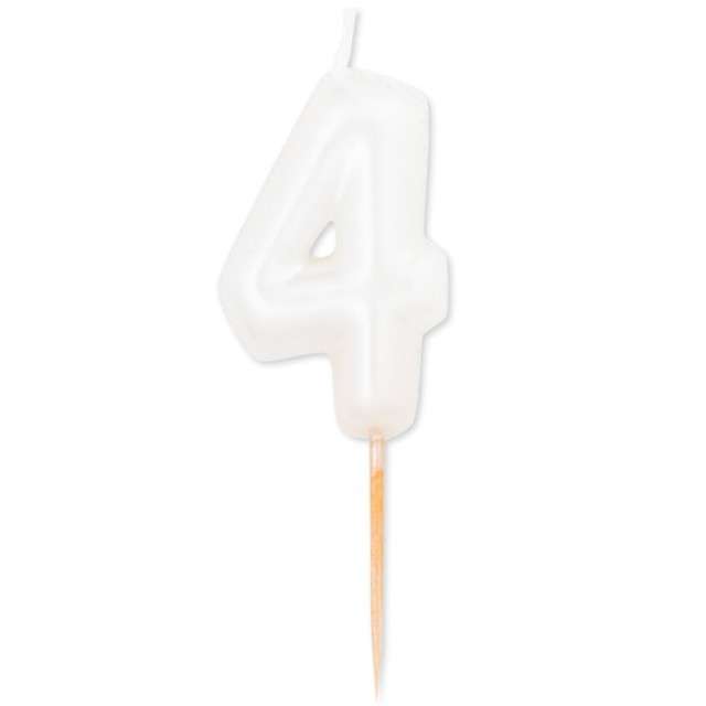 Świeczka na tort "Cyfra 4", biały perłowy, Givi, 8 cm