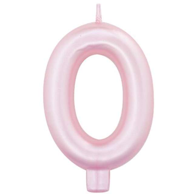 Świeczka na tort "Cyfra 0", różowy perłowy, Givi, 9 cm