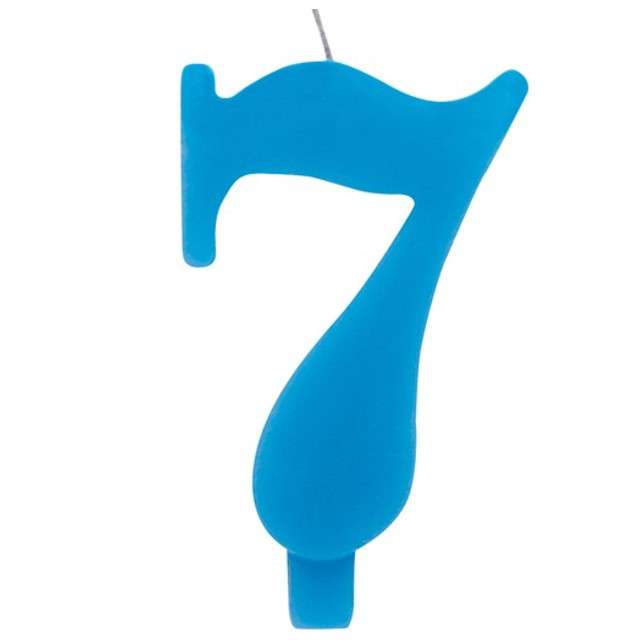 Świeczka na tort "Cyfra 7 iskrząca", niebieska, Givi, 9,5 cm