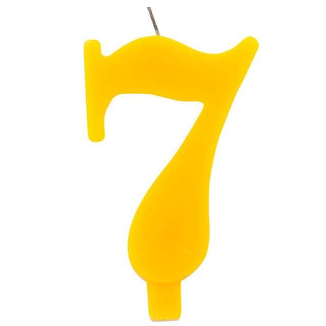 Świeczka na tort "Cyfra 7 iskrząca", żółta, Givi, 9,5 cm