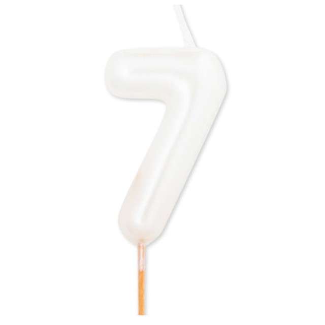 Świeczka na tort "Cyfra 7", biały perłowy, Givi, 8 cm