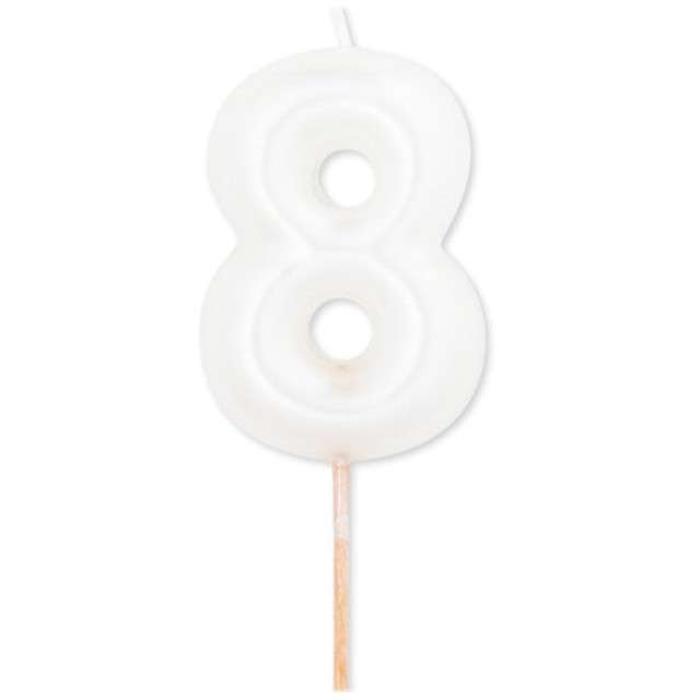 Świeczka na tort "Cyfra 8", biały perłowy, Givi, 8 cm