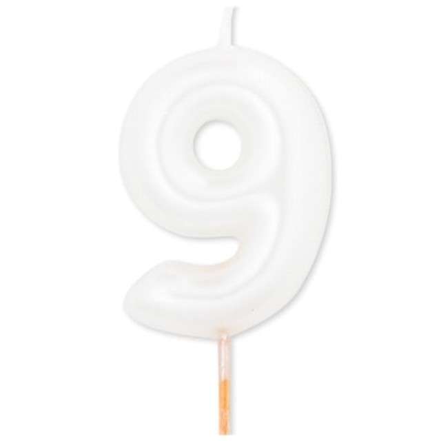 Świeczka na tort "Cyfra 9", biały perłowy, Givi, 8 cm