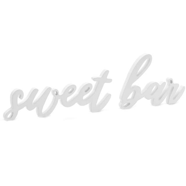 Drewniany napis "Sweet Bar", biały, PartyDeco