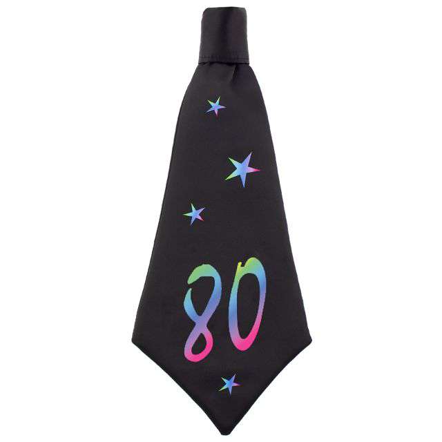 Krawat "Beauty and Charm - 80 urodziny", czarny, GODAN, 42 cm
