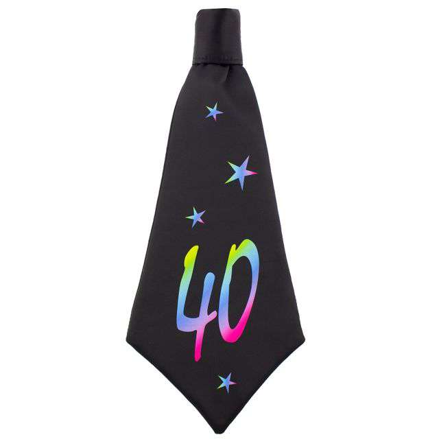 Krawat "Beauty and Charm - 40 urodziny", czarny, GODAN, 42 cm
