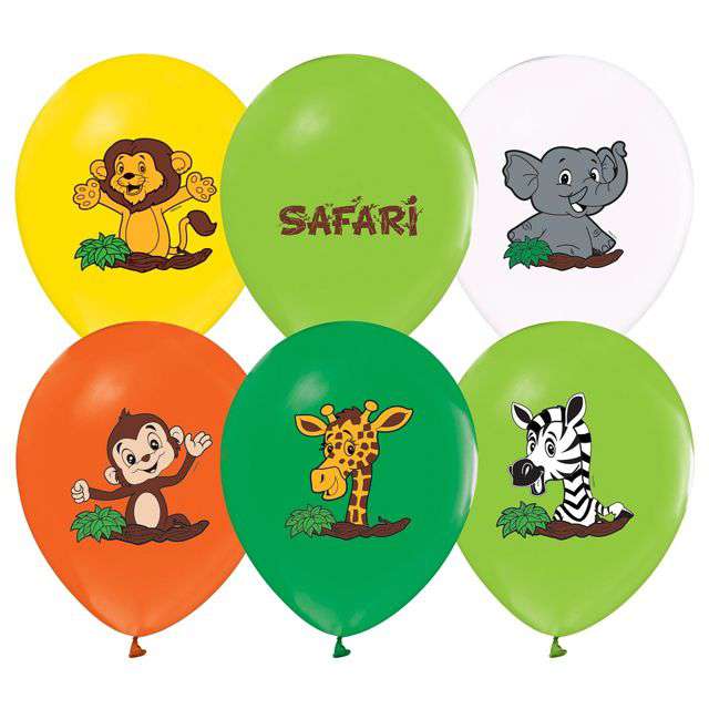 Balony "Safari - Zwierzęta", mix, Godan, 12", 5 szt