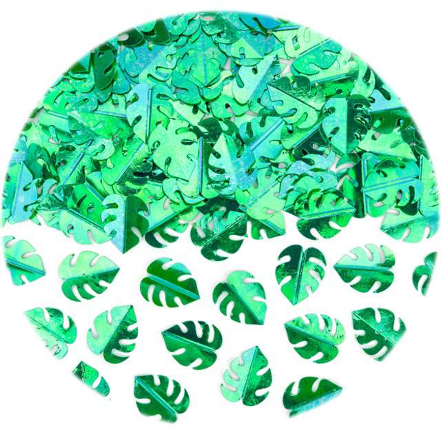 Konfetti "Liście Monstery metalizowane", zielone, Partydeco, 15g