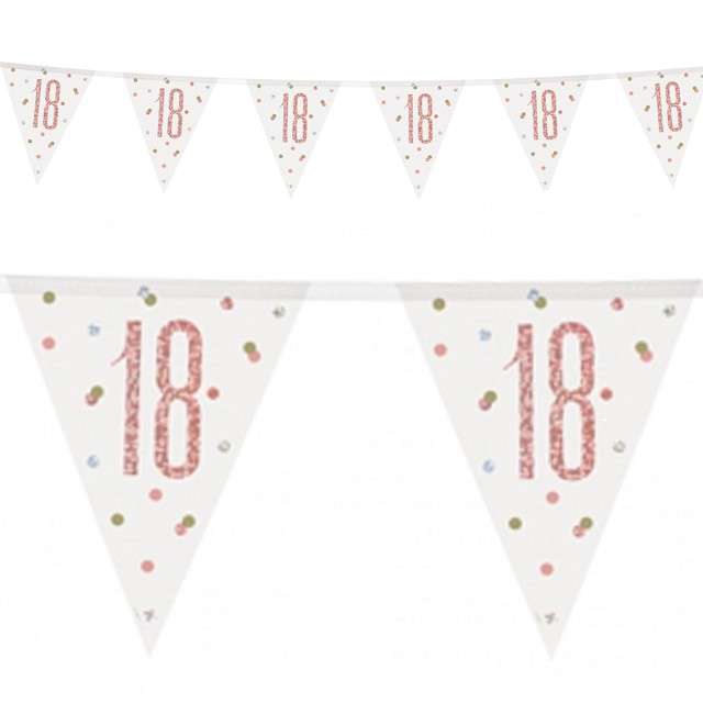 Baner flagi "18 Urodziny - Glitz Holo", różowo-złoty, UNIQUE, 274 cm