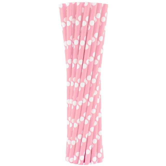 Słomki papierowe "BIO Grochy", Godan, różowe jasne, 20 cm, 24 szt
