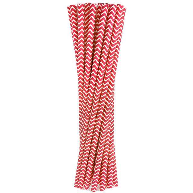 Słomki papierowe "BIO Szlaczki", Godan, czerwone, 20 cm, 24 szt