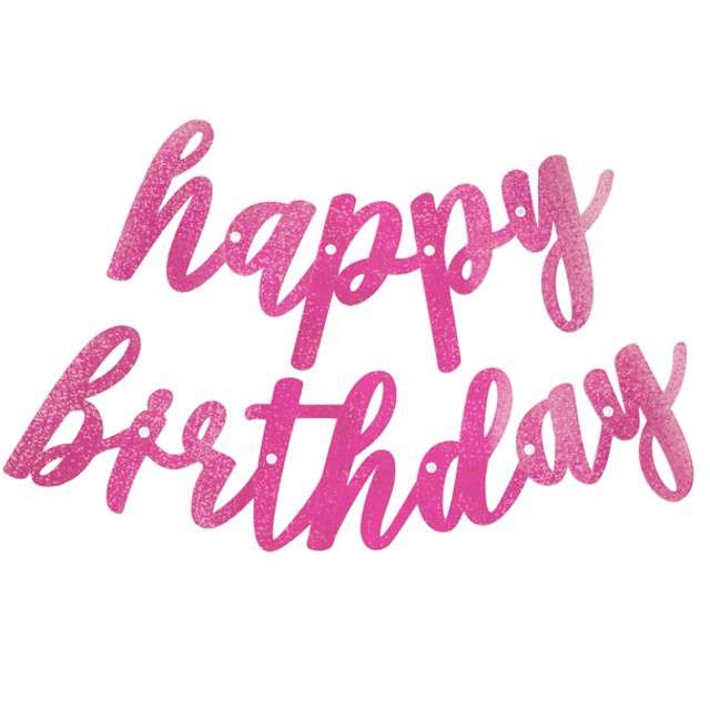 Girlanda "Happy Birthday - dwuczęściowa", różowa, UNIQUE, 84 cm