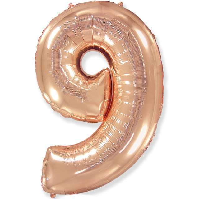 Balon foliowy "Cyfra 9", różowo-złoty, FLEXMETAL, 34"