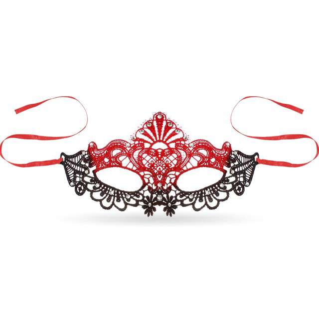 Maska karnawałowa "Dama Flamenco", czerwona, ażurowa, Godan