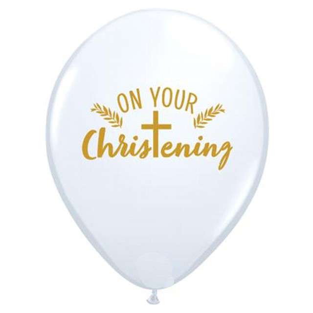 Balony "Chrzest Christening", białe, Qualatex, 11", 25 szt