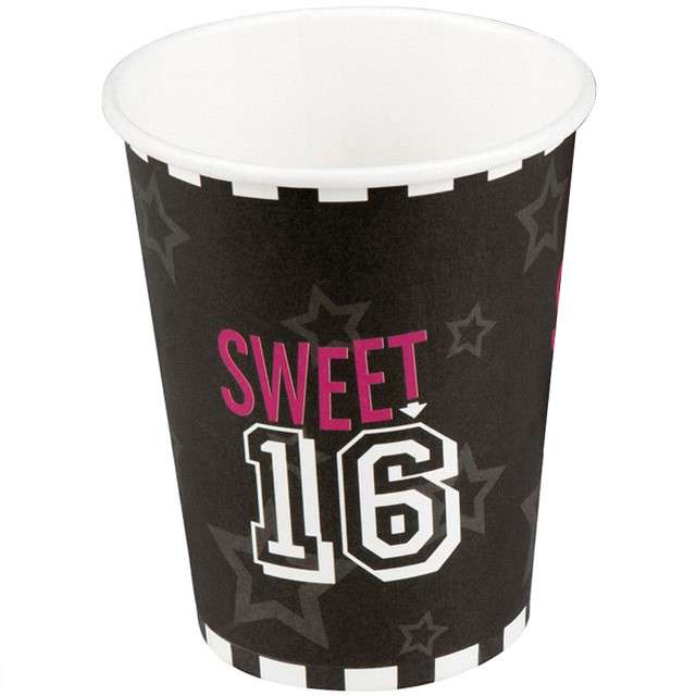 Kubeczki papierowe "Sweet 16" , czarne, Boland, 270 ml, 6 szt