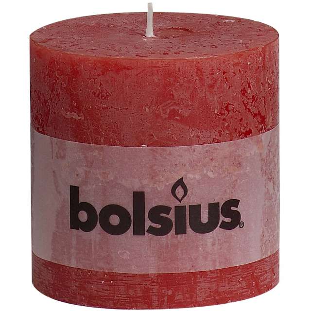 Świeca pieńkowa "Rustic", czerwona, Bolsius, 100/100 mm