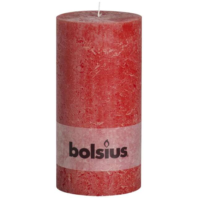 Świeca pieńkowa "Rustic", czerwona, Bolsius, 200/100 mm