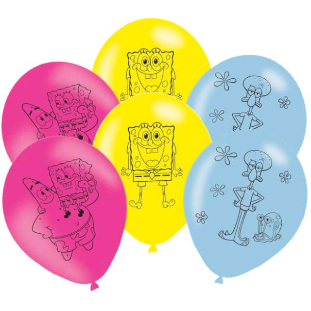 Balony "Spongebob", mix, Amscan, 11", 6 szt