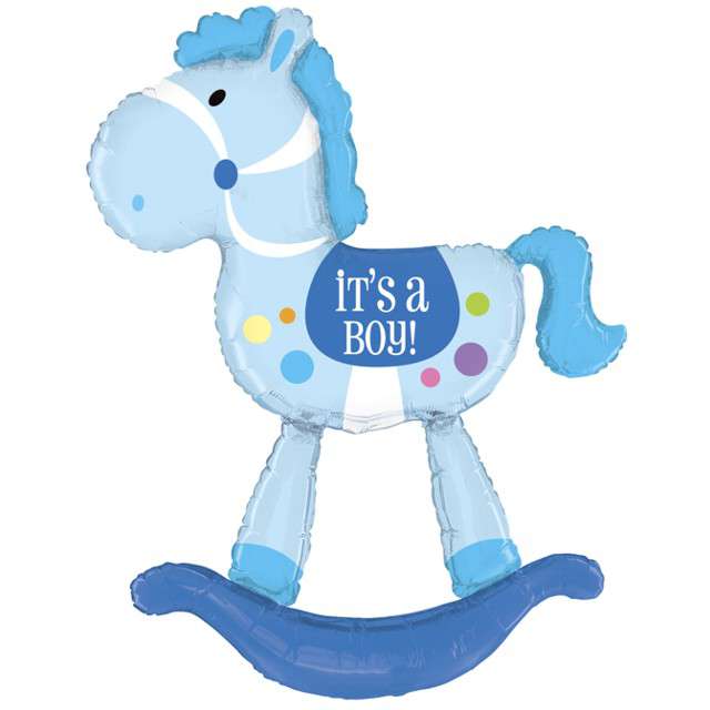 Balon foliowy "Baby shower boy - koń na biegunach", Grabo, 60", SHP