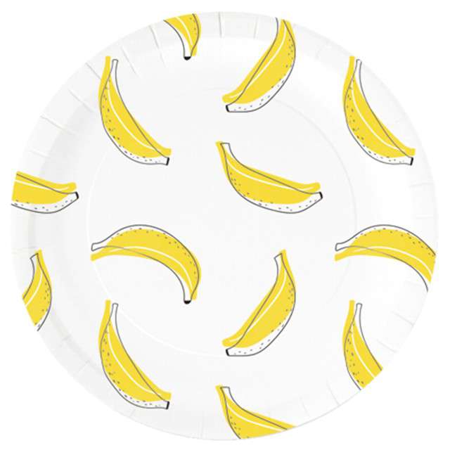 Talerzyki papierowe "Banany", białe, Partypal, 18 cm, 6 szt