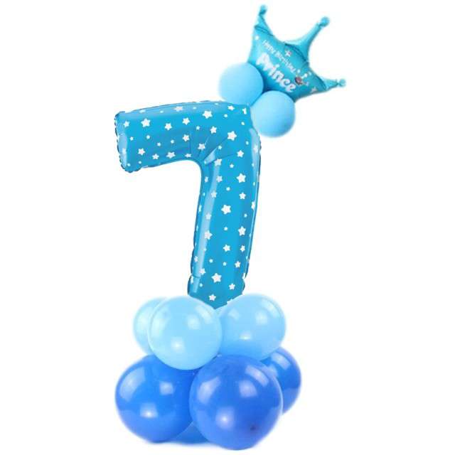 Balony "Cyfra 7", niebieski, PartyPal, zestaw