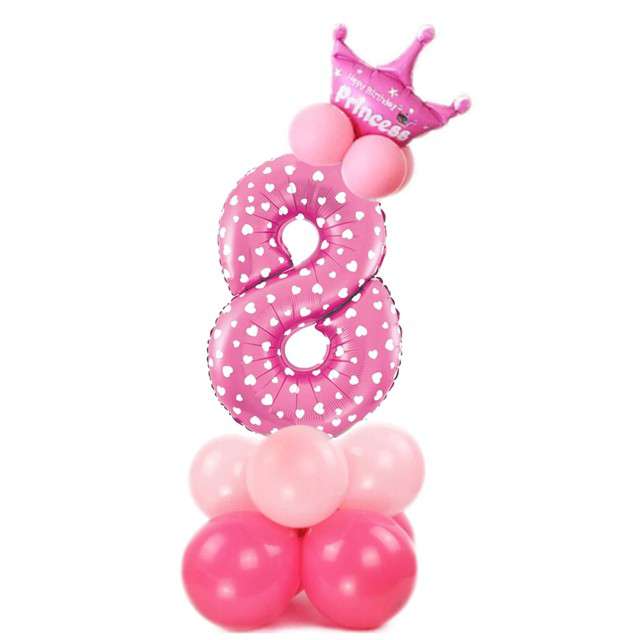 Balony "Cyfra 8", różowy, PartyPal, zestaw
