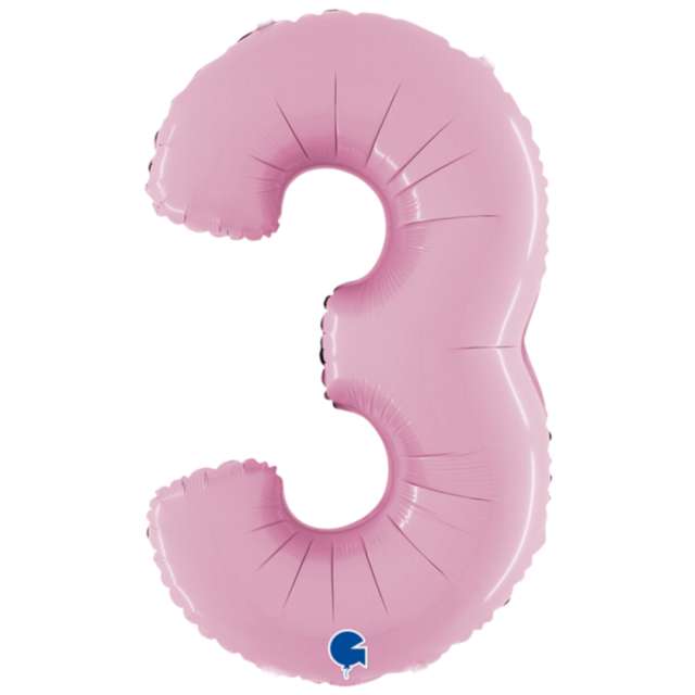 Balon foliowy "Cyfra 3", różowy pastel, Grabo, 26", DGT