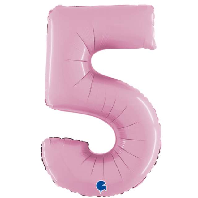 Balon foliowy "Cyfra 5", różowy pastel, Grabo, 26"