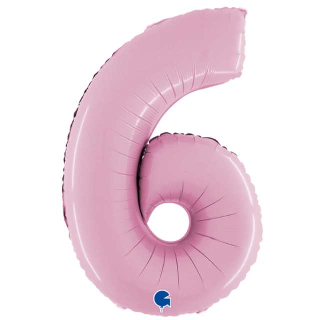 Balon foliowy "Cyfra 6", różowy pastel, Grabo, 26", DGT