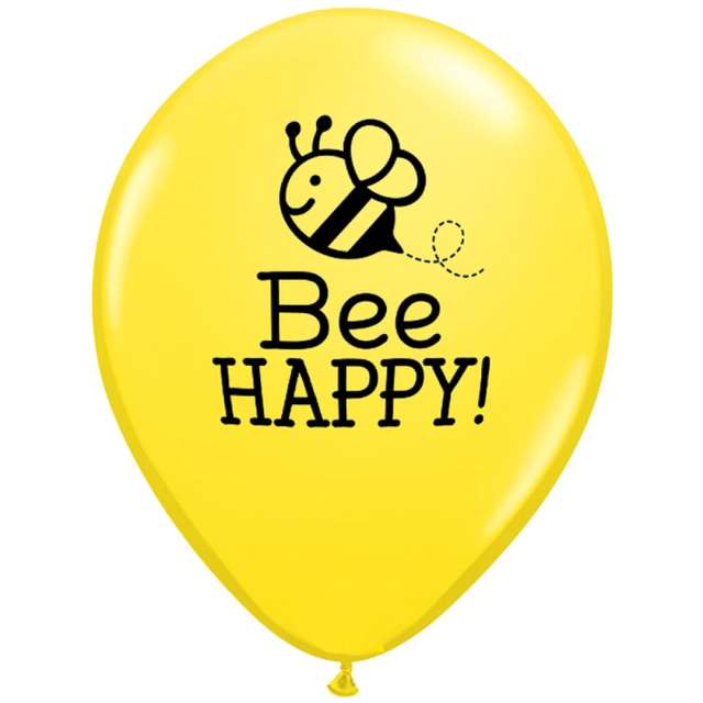 Balony "Pszczółka - Bee Happy", żółte, Qualatex, 11", 25 szt