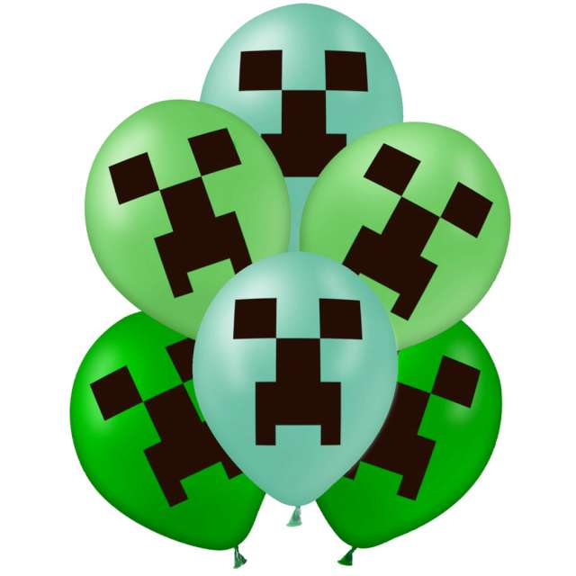 Balony "Piksel - Czyhacz", zielony, PartyPal, 12", 12 szt
