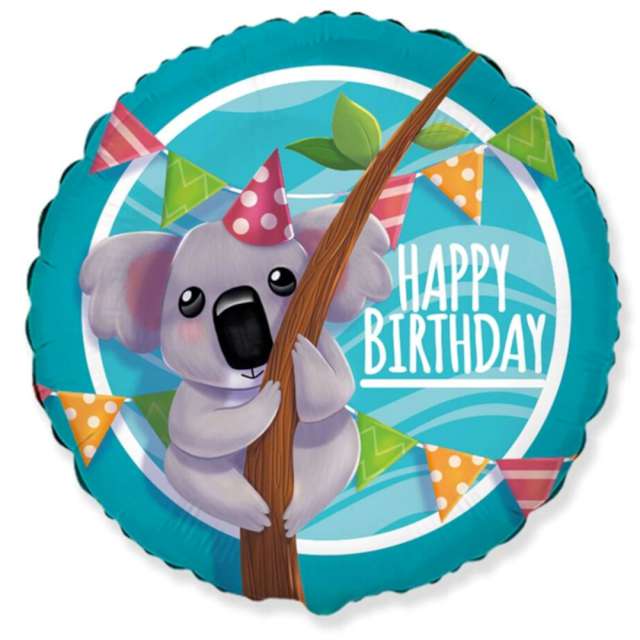 Balon foliowy "Koala - Happy Birthday", Amscan, 18", RND