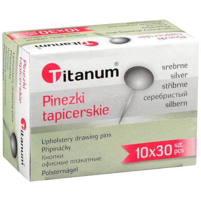Pinezki "Tapicerskie", srebrne, Titanum, 30 szt