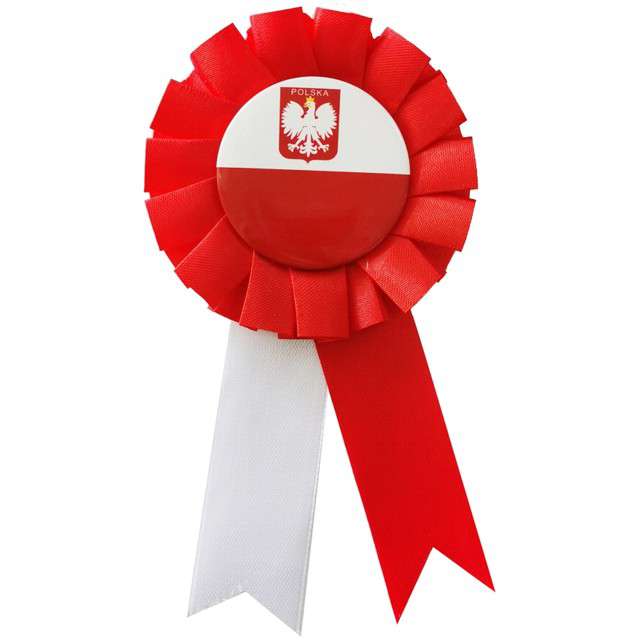 Kotylion "Narodowy z godłem Polska", biało-czerwony, Godan