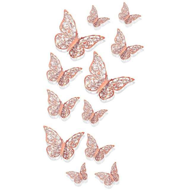 Dekoracja "Motyl 3D", różowe złoto, Dekoracje Polska, 12 szt