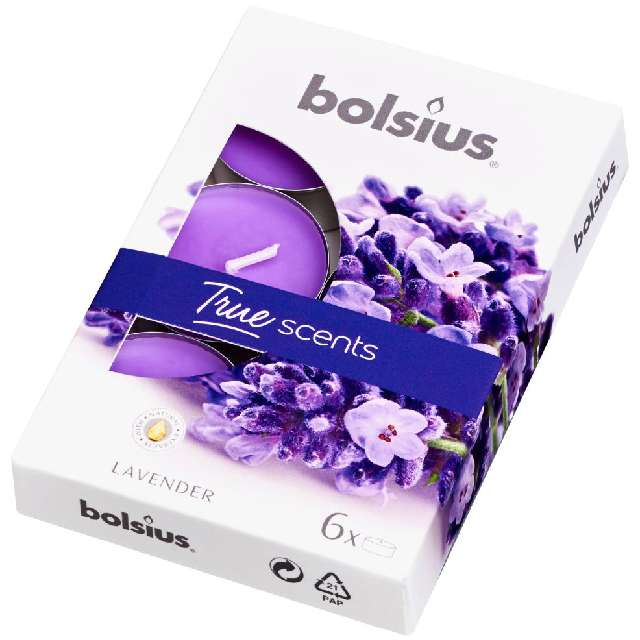 Podgrzewacz zapachowy "Lawenda - True Scents", fioletowy, Bolsius, 38 mm, 6 szt