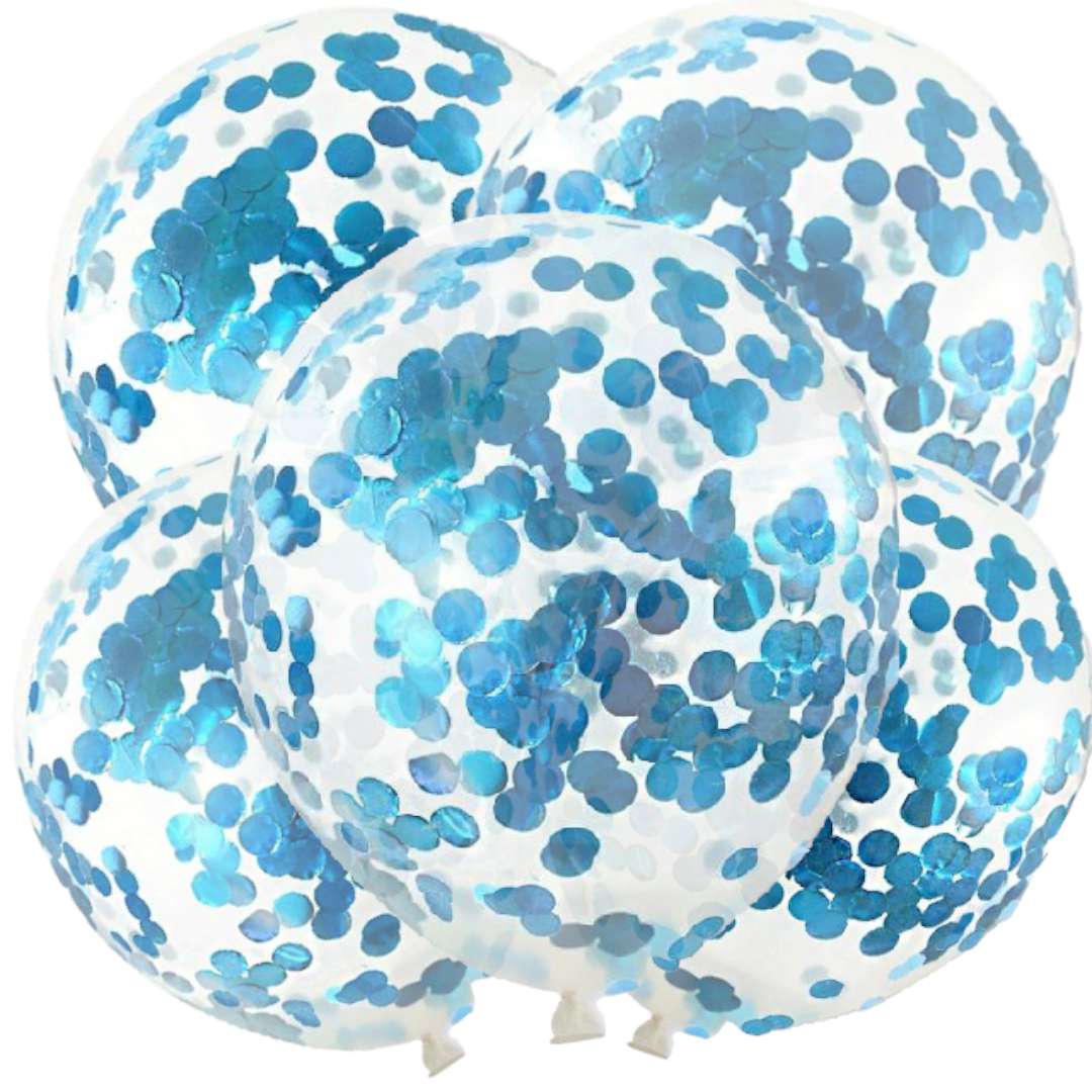 Balony "Niebieskie konfetti", transparentne, DekoracjePolska, 12", 5 szt