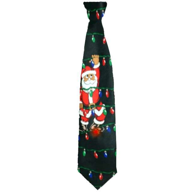 Krawat "Świąteczny Mikołaj LED", gra i świeci, Guirca