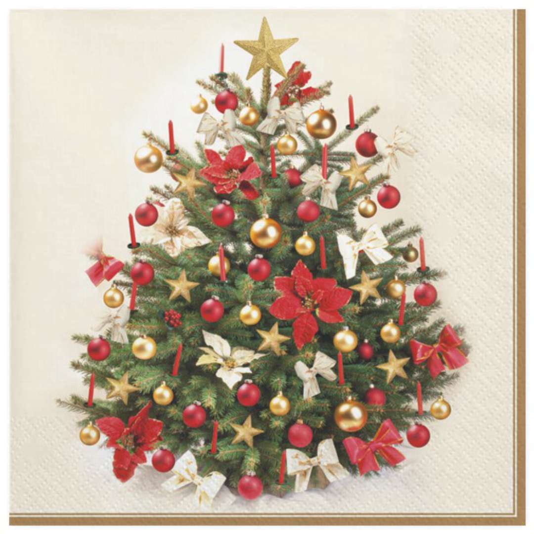 Serwetki "Tradycyjne drzewko świąteczne", Maki, 33 cm, 20 szt