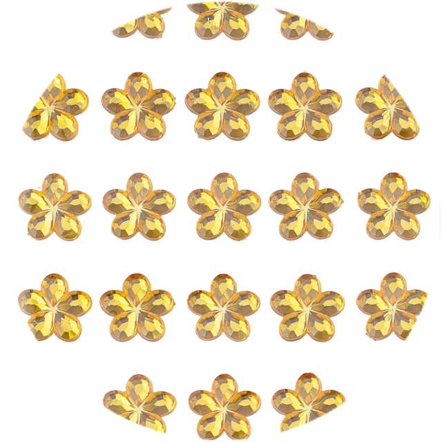 Dżety samoprzylepne "Kwiatki Kryształki", złote, Brewis, 35 szt