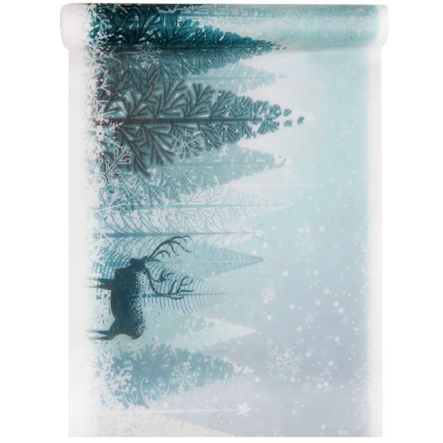 Bieżnik "Świąteczny - Zimowy las", niebieski, Santex, 500 x 30 cm