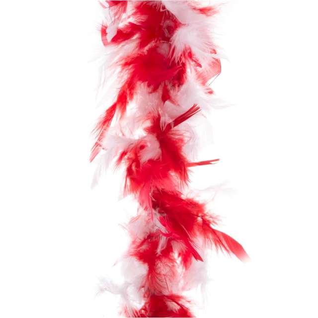 Boa "Deluxe", biało-czerwone, FunnyFashion, 200 cm, 45 g